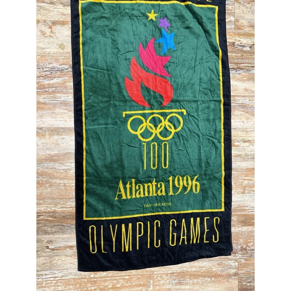 Vintage NOS Atlanta 1996 Olympics Beach Pool Towel New Torch Logo Canon